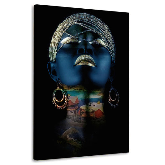 Quadro stampa su tela arte donna africana Colour Edition