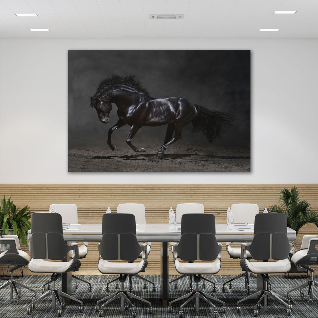 Quadro stampa su tela cavallo Mustang nero Black Style