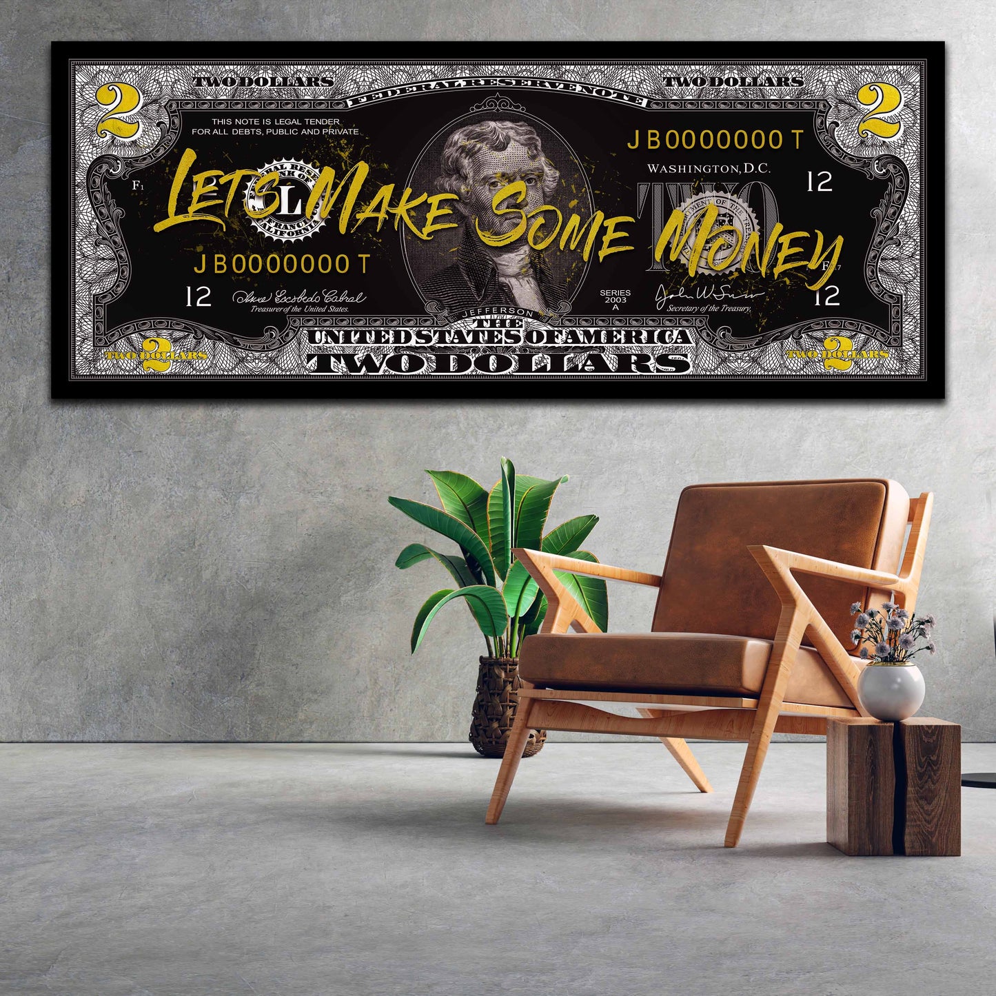 Quadro stampa su tela 2 Dollari Pop Art Style Make Money