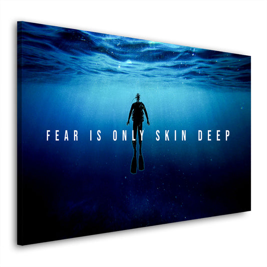 Quadro stampa su tela motivazionale Mindset Fear Is Only Skin Deep Dark Edition