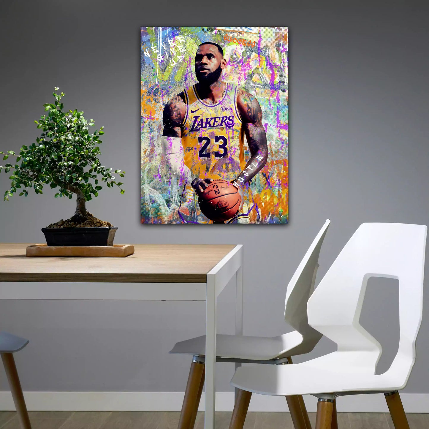 LeBron Pop Art Never Give Up Basket Quadro