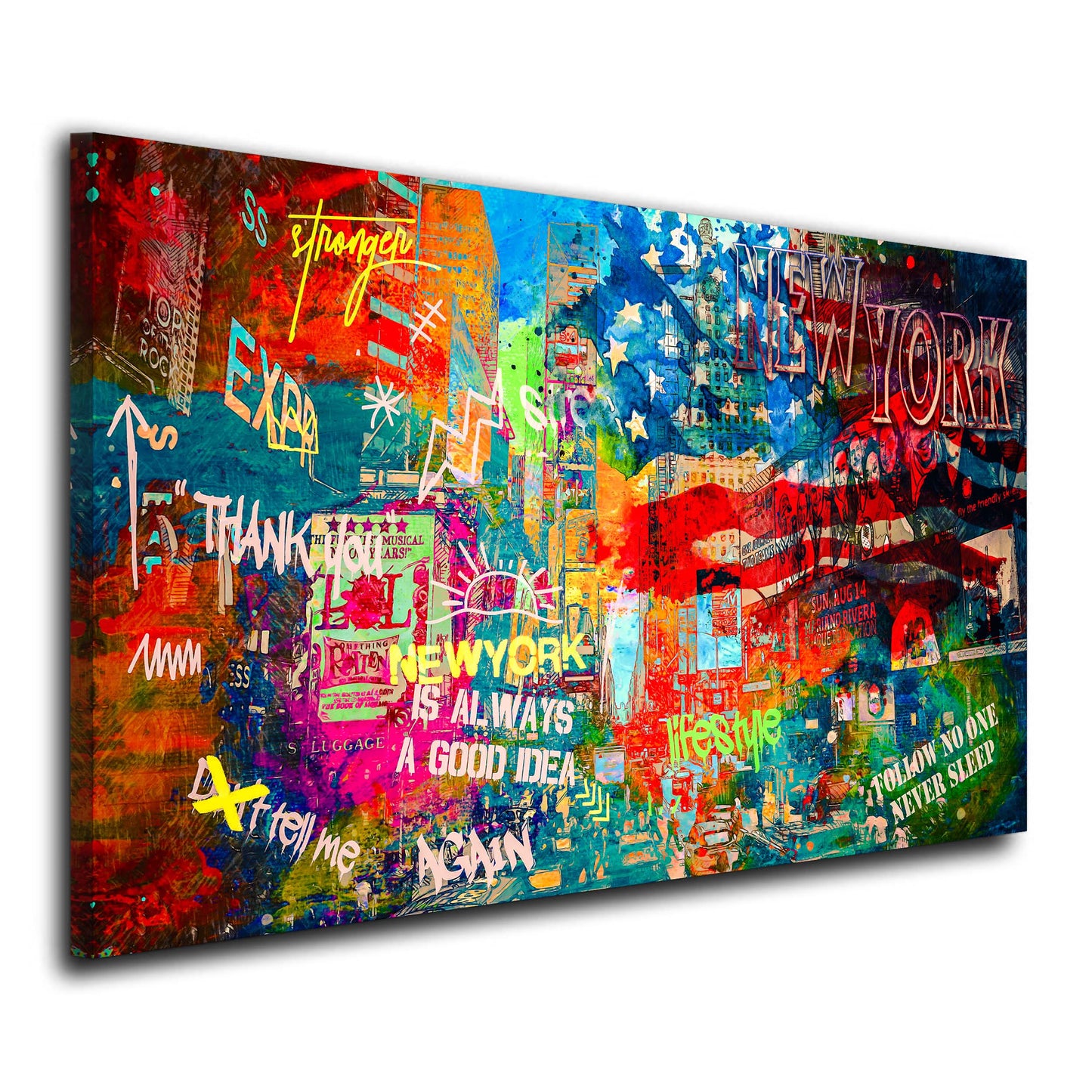 Quadro stampa su tela New York Never Sleeps Times Square Pop Art - Artedinoi