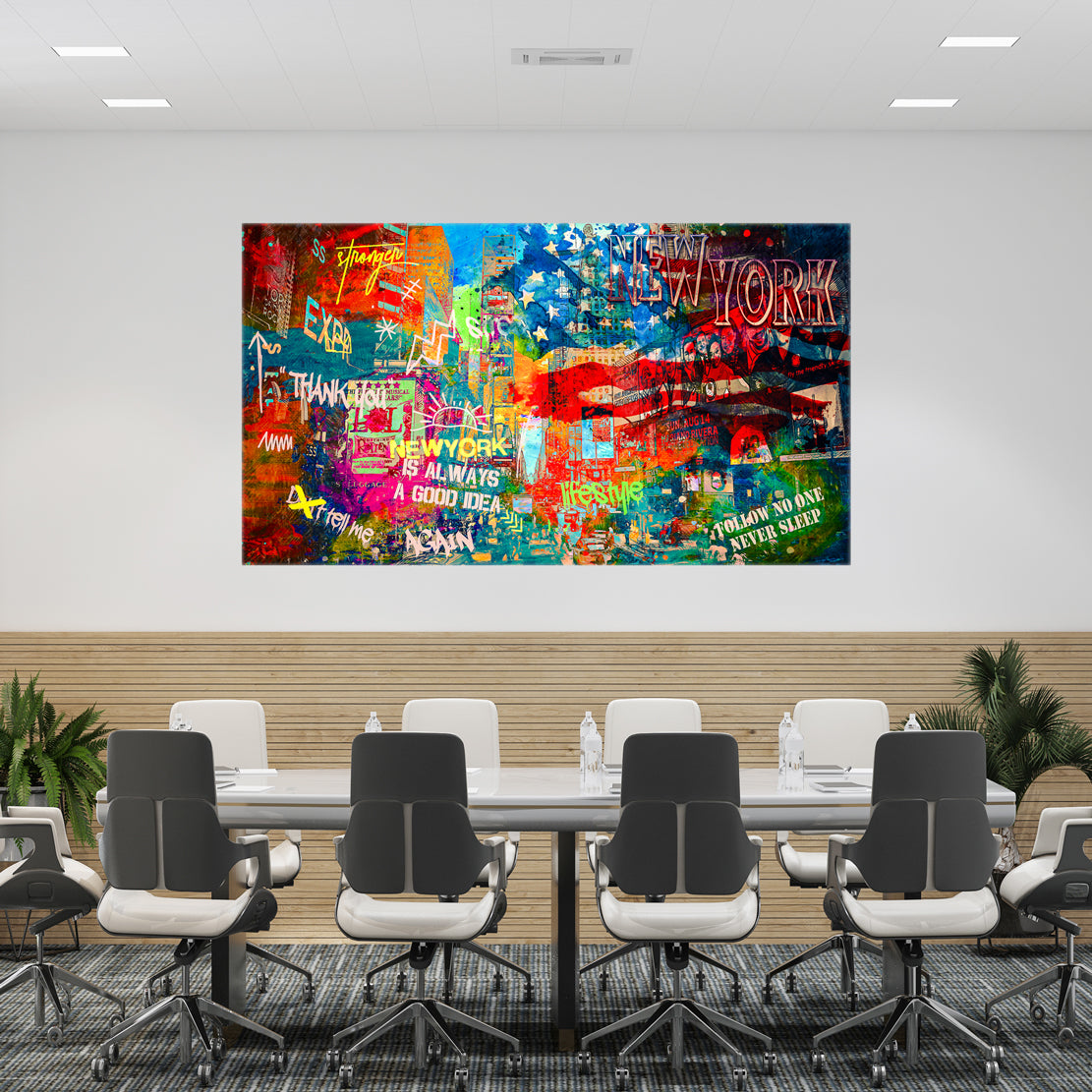 Quadro stampa su tela New York Never Sleeps Times Square Pop Art - Artedinoi