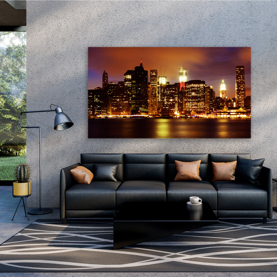 Quadro stampa su tela USA New York Manhattan Beautiful Skyline