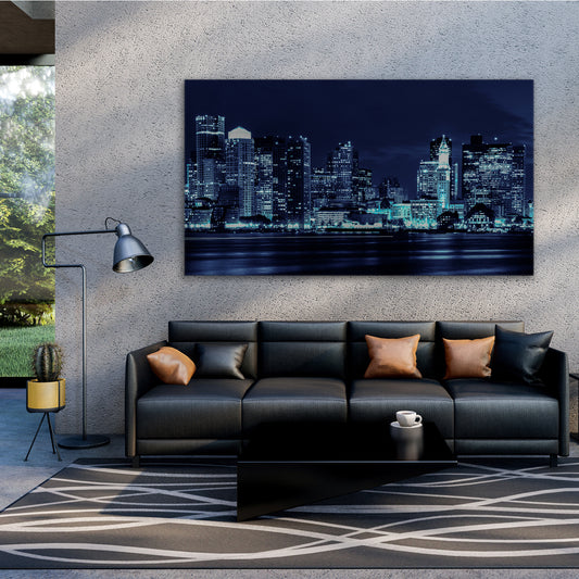 Quadro stampa su tela USA New York  Manhattan Skyline Dark Blue - Artedinoi