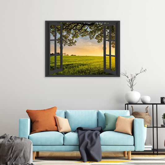 Quadro stampa su tela finestra aperta Landscape View Style