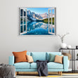 Quadro stampa su tela finestra aperta Mountain View Blue Style
