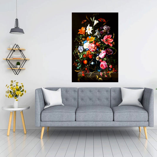 Quadro stampa su tela fiori Beautiful Flowers Black Style