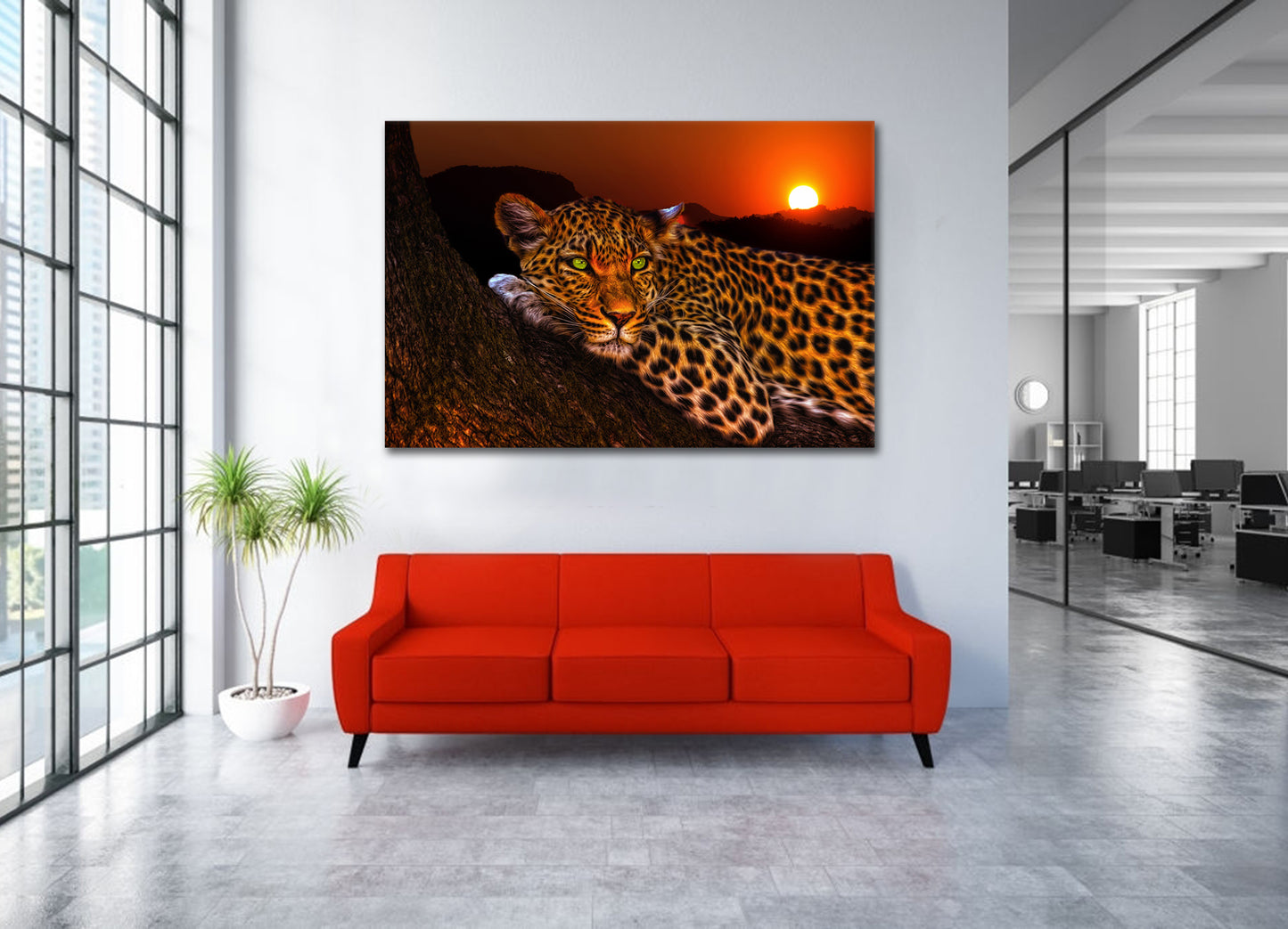 Quadro stampa su tela leopardo Sunset Style
