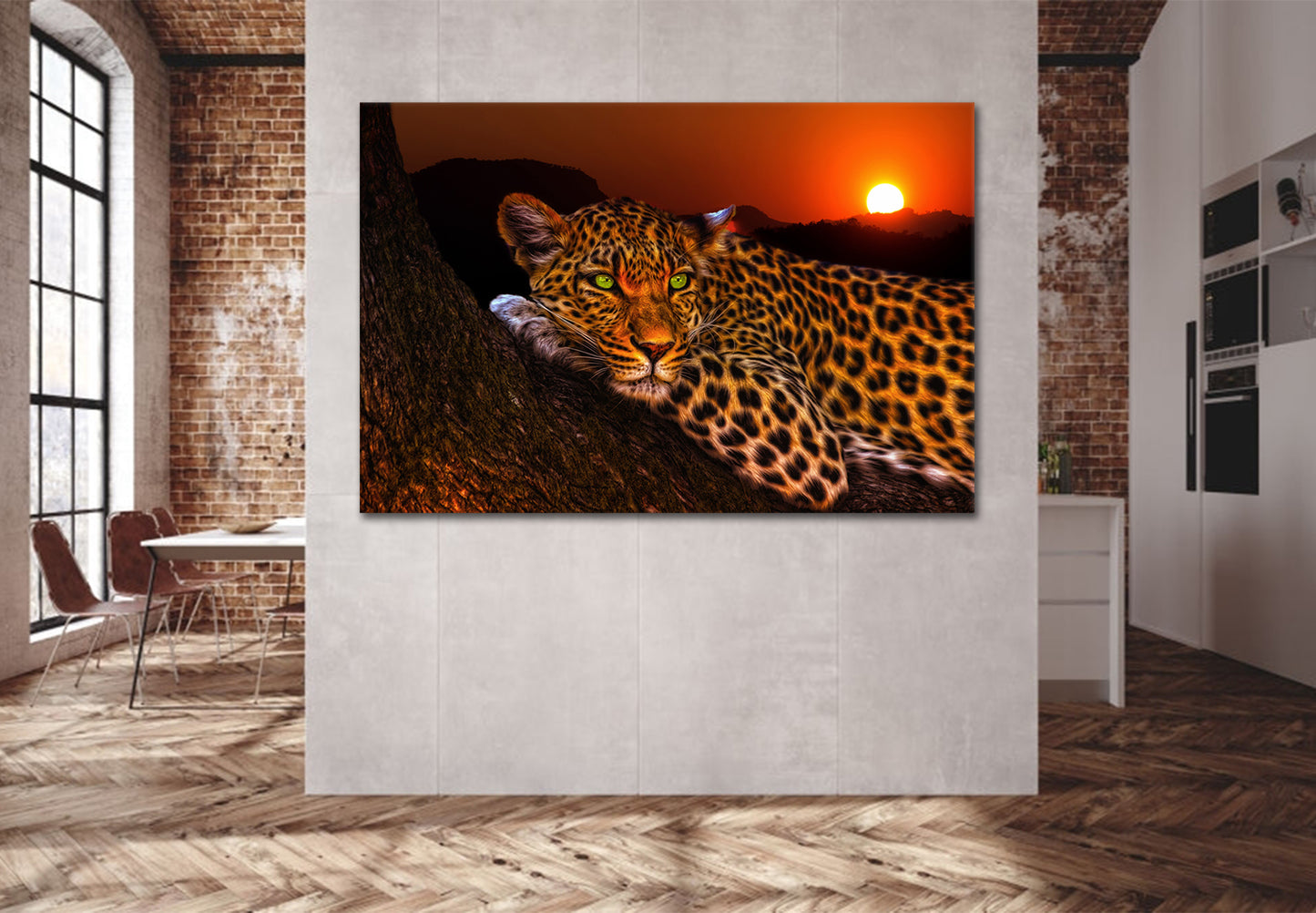 Quadro stampa su tela leopardo Sunset Style