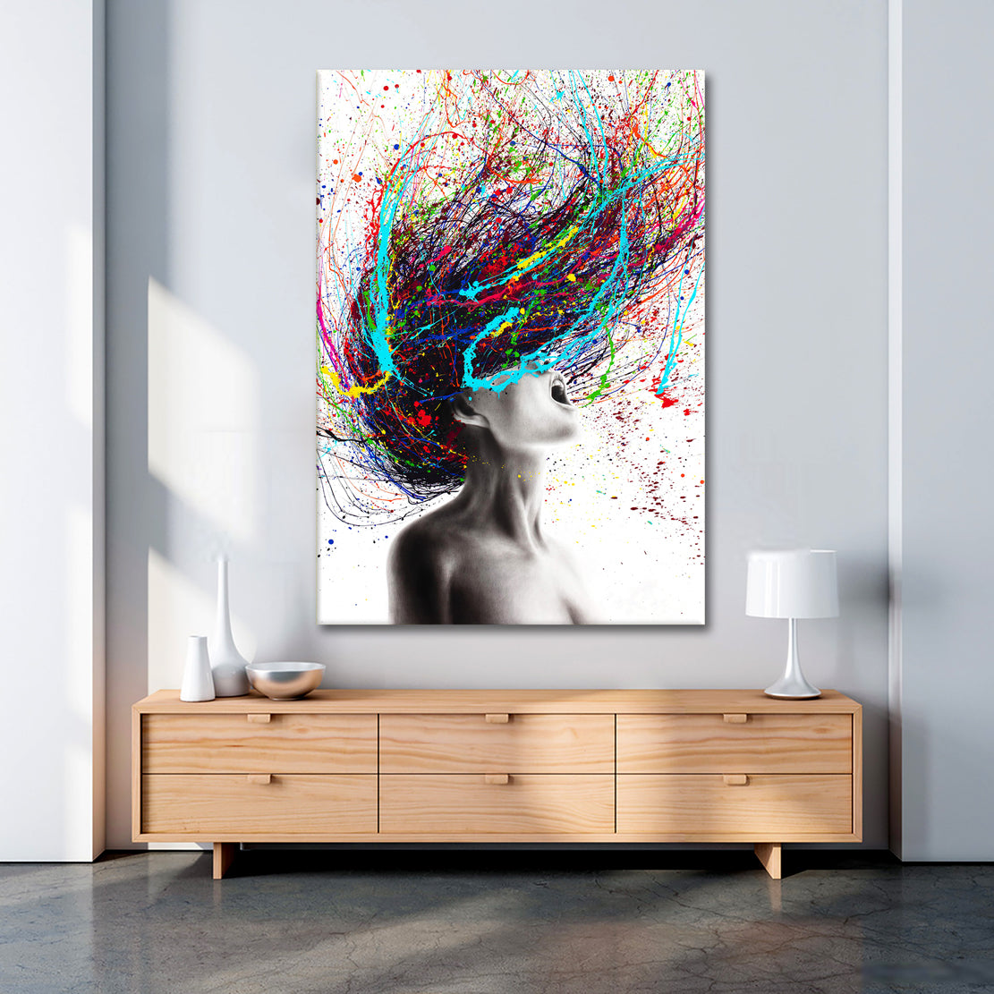 Quadro stampa su tela Donna Hair Abstract Pop Art - Artedinoi