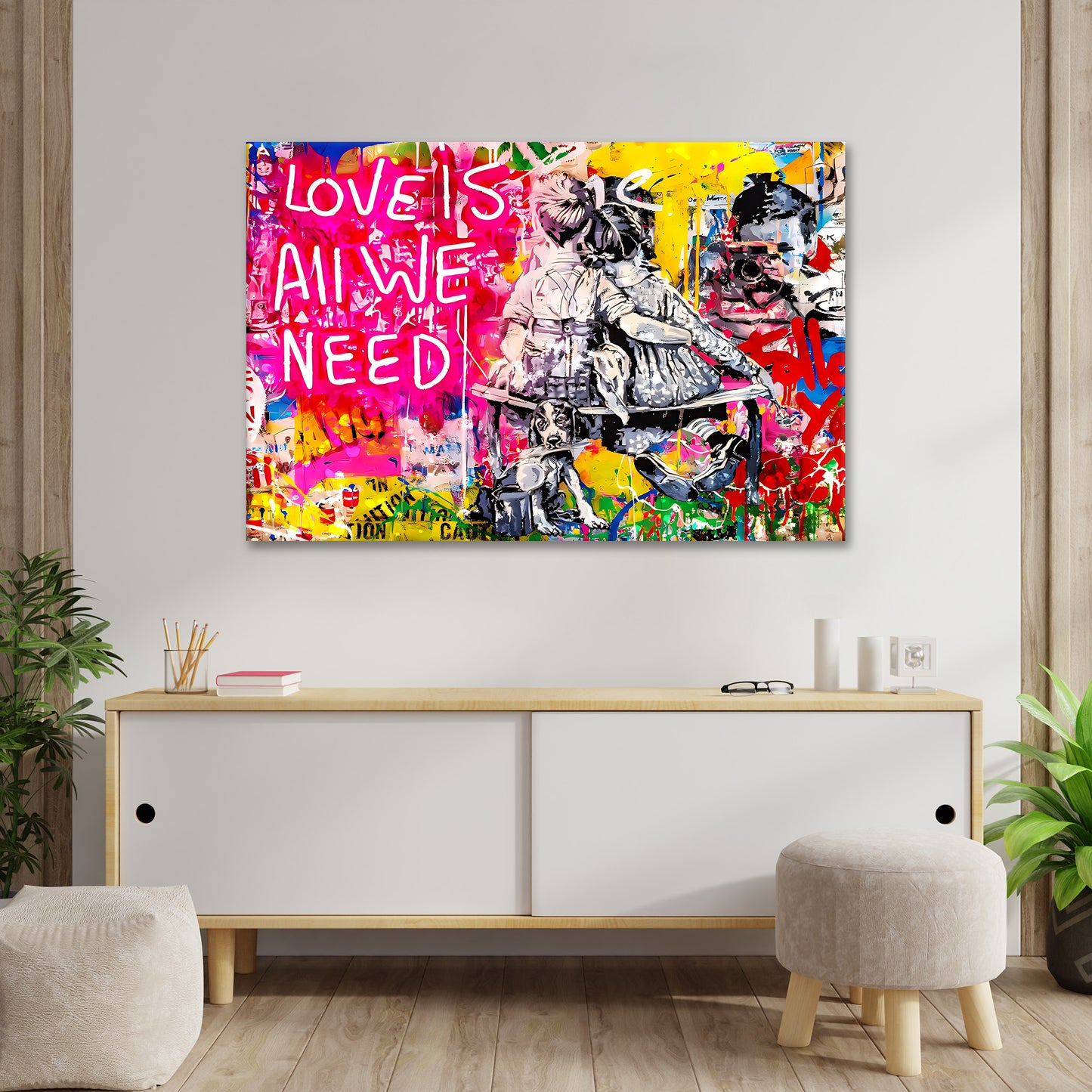 Quadro moderno Pop Art Street Art Style All We Need Is Love