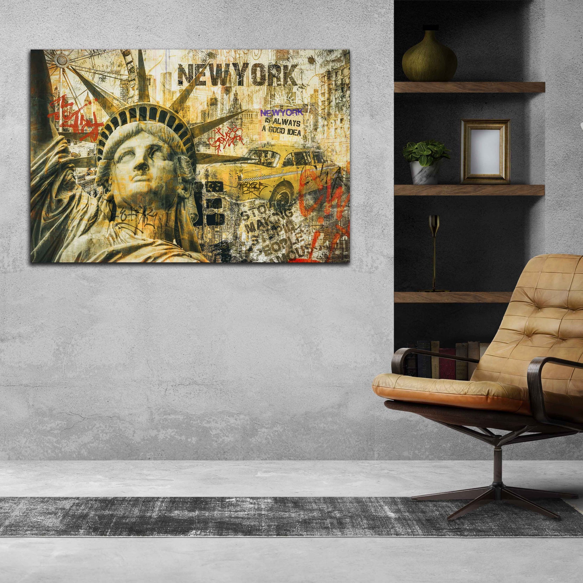 Quadro stampa su tela USA New città York Pop Art Yellow Style - Artedinoi